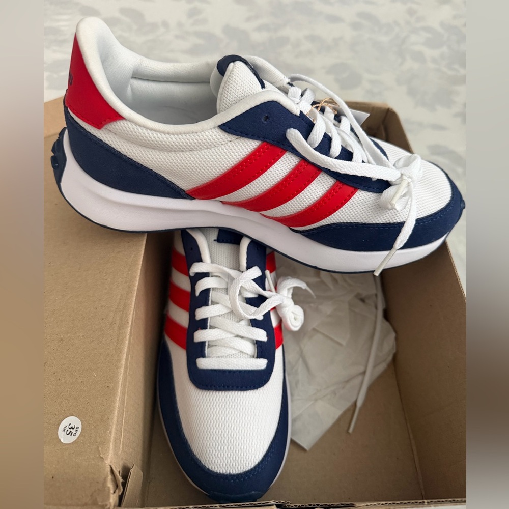 Adidas White, Red and Blue Athletic Kids Shoes - Picture 5 of 5